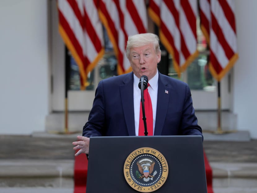 US President Donald Trump holds coronavirus response news conference at the White House in Washington.