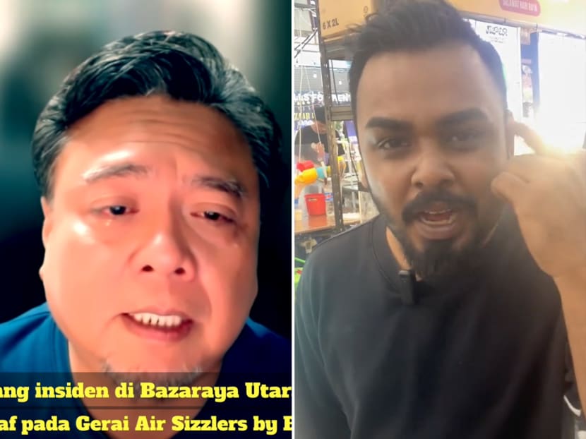 Singaporean actor Suhaimi Yusof (left) issued a public apology after a Ramadan bazaar drinks stall owner (right) accused him of behaving disrespectfully towards the stall's workers.