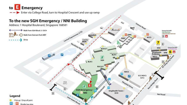 新加坡中央医院急诊部 星期天早上起迁址