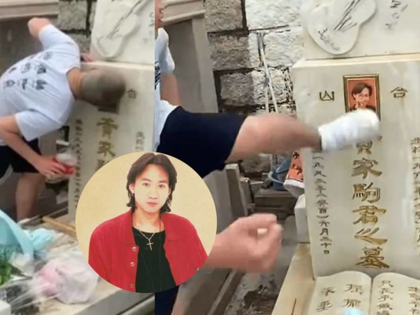 Grave of late Beyond singer Wong Ka Kui defiled; 2 men arrested for smashing and making out with his headstone photo