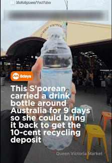 The commitment is real. Would you bring a drink bottle home from a holiday just to get 10 cents. Ack? #8dayssgLocalEnt  #8dayssg #recycling #wouldyoudothis #BCRS 