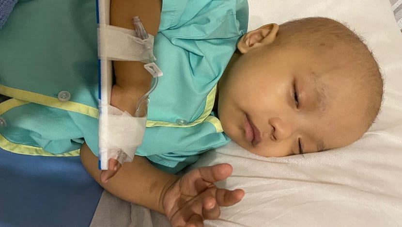 Baby endured 10 tubes in prostate for cancer radiation therapy at KKH, done first time for a child