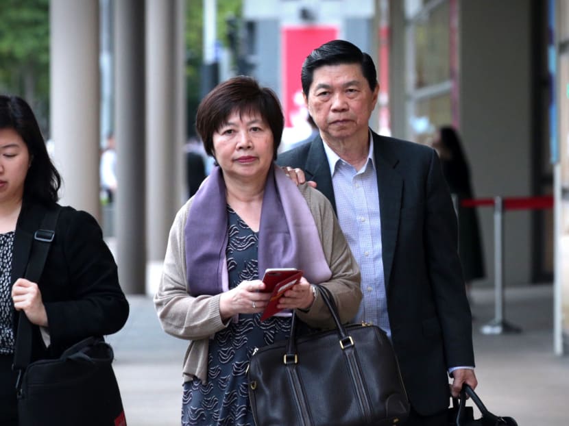 Wee Teong Boo, accused of raping a patient, with his wife outside the Supreme Court.