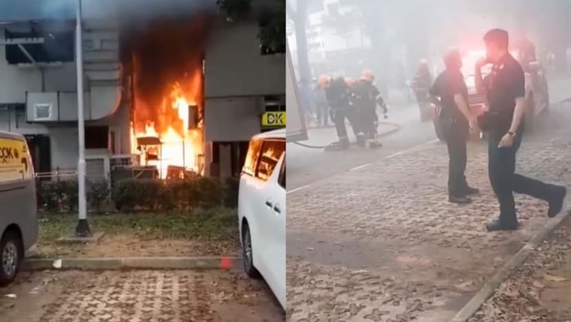 Fire involving discarded items, air-con compressors breaks out at Ang Mo Kio HDB block; no injuries reported