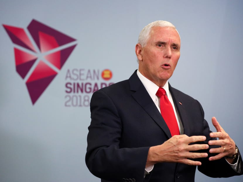 United States Vice-President Mike Pence speaks at a news conference in Singapore on Nov 15, 2018.