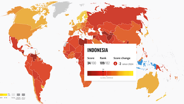 Indeks Persepsi Korupsi Indonesia merosot, ICW sebut pemerintah Prabowo berkontribusi besar