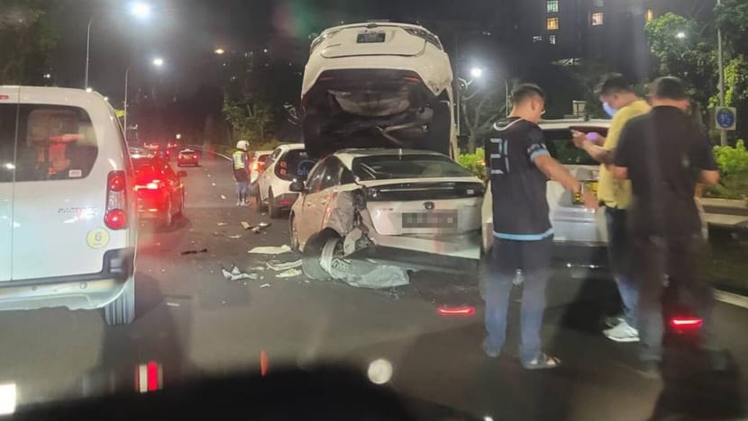 2 persons taken to hospital after 7-vehicle accident on PIE