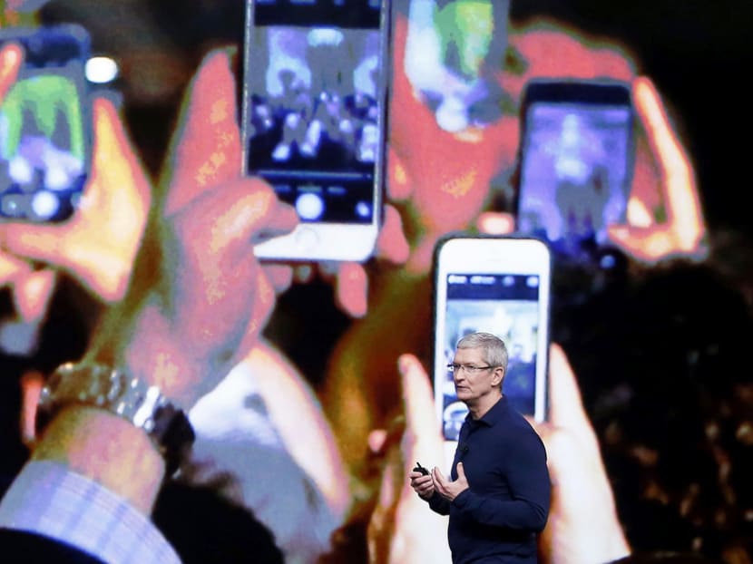 Apple CEO Tim Cook discussing the iPhone 7 during an Apple media event in San Francisco, California. He has won praise for his performance keeping Apple 

on a steady path. Photo: Reuters