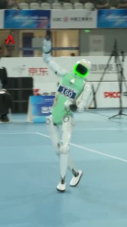 Robot attempts gymnastics routine at World Humanoid Robot Games — and fails
