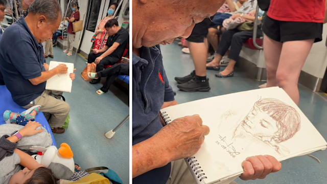 地铁陌生汉为孩子作画 母亲后知后觉：原来是名家