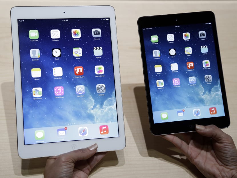 iPad Air, left, iPad mini right on Oct 22, 2013, in San Francisco. Photo: AP