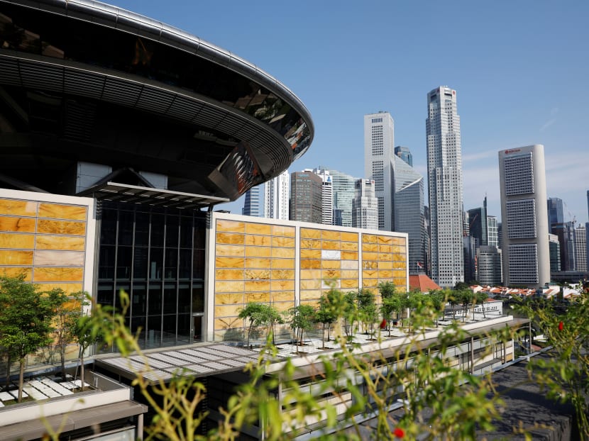 A view of the Singapore skyline next to the Supreme Court in Singapore. Photo: Reuters