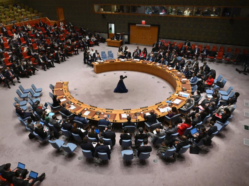 The United Nations Security Council meets on a motion for a Gaza ceasefire and hostage deal vote at the UN headquarters in New York, on March 22, 2024. 