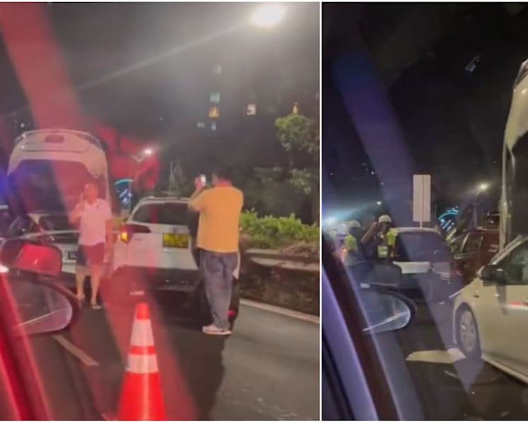 Two men taken to hospital after seven-car chain collision on PIE