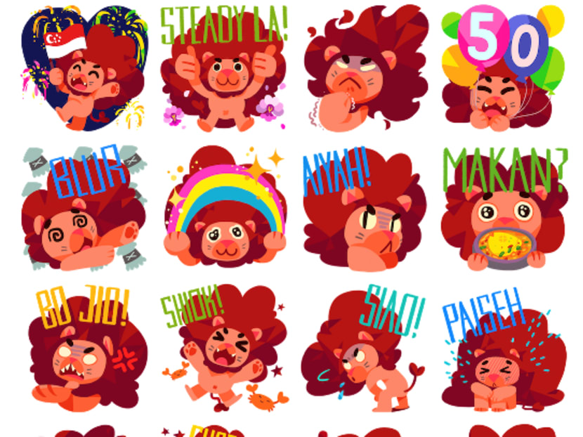 Familiar local expressions are featured in a special set of emoticon stickers issued by Facebook, in celebration of Singapore's Golden Jubilee. Photo: Facebook