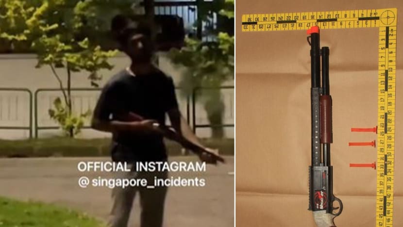 Police probing 2 youths for allegedly causing public alarm after online video showed one of them with object resembling shotgun