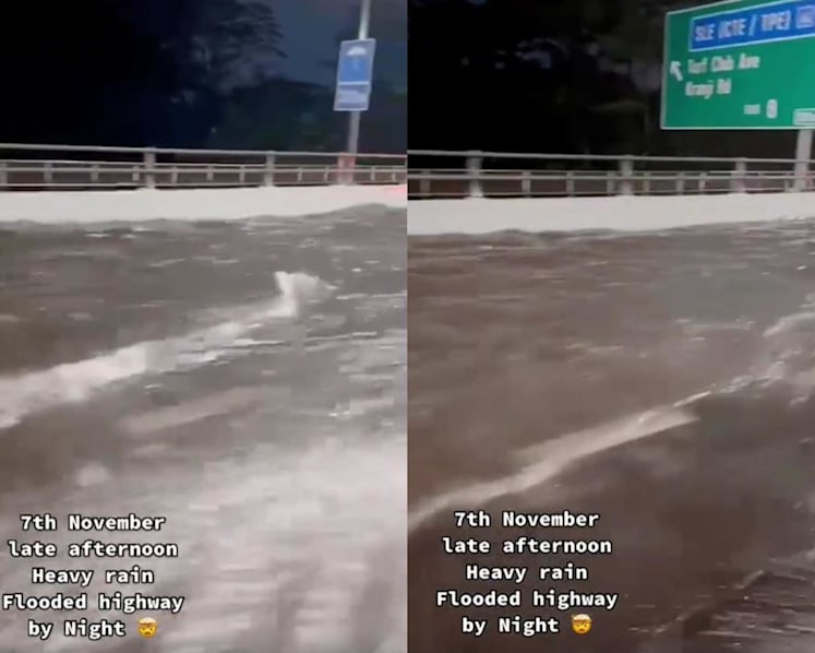Flooding along BKE road shoulder seen in viral clip due to debris over drain grating: PUB