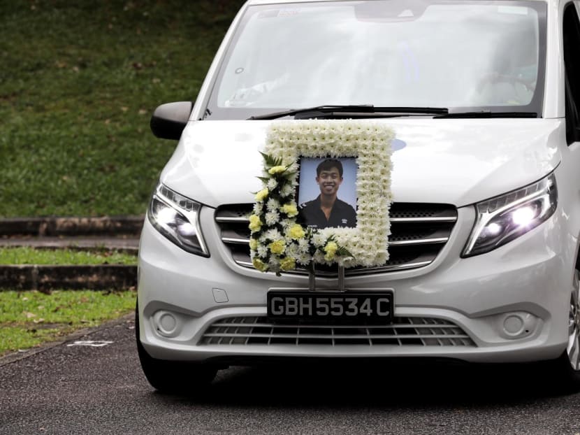 Ceremonial funeral for Sergeant Edward Go at Mandai Crematorium on Dec 13, 2022. 