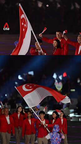 Team Singapore athletes at  Asian Games 2026  opening ceremony