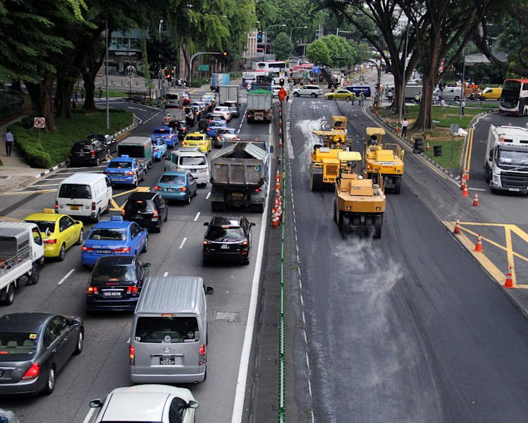 Oil spill slows traffic to a crawl at Paterson Road