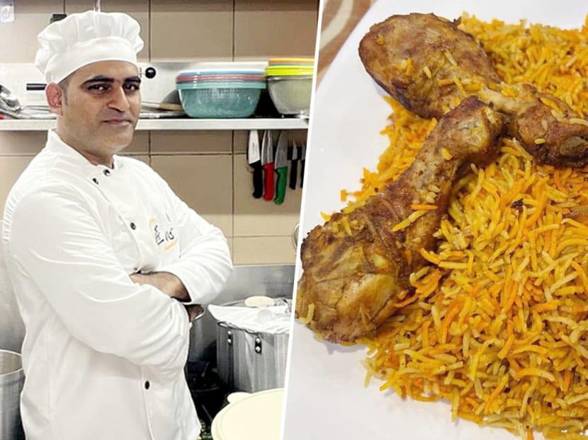 Pakistani hawker sells dum biryani in smart chef’s uniform at Maxwell Food Centre 