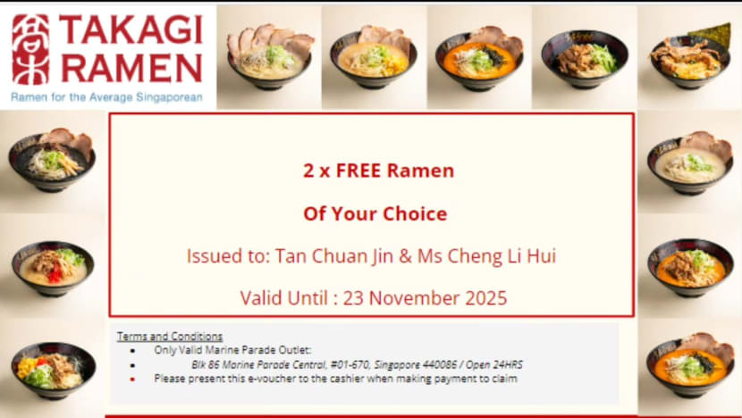 #trending: Takagi Ramen offers Tan Chuan-Jin and Cheng Li Hui voucher to 'talk things out'; some netizens say ad is 'tasteless'