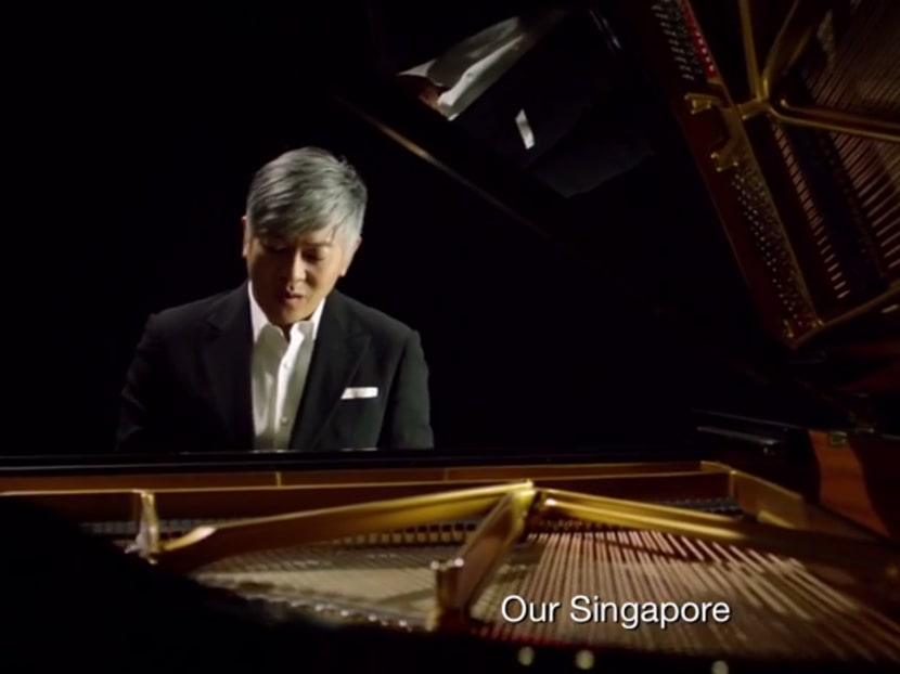 Dick Lee performs this year's National Day theme song, 'Our Singapore'. Screengrab from YouTube/NDPeeps