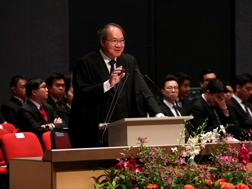 Attorney-General Lucien Wong delivering his address during the Opening of the Legal Year 2018, Jan 8, 2018, at the Supreme Court. Photo: Nuria Ling/TODAY