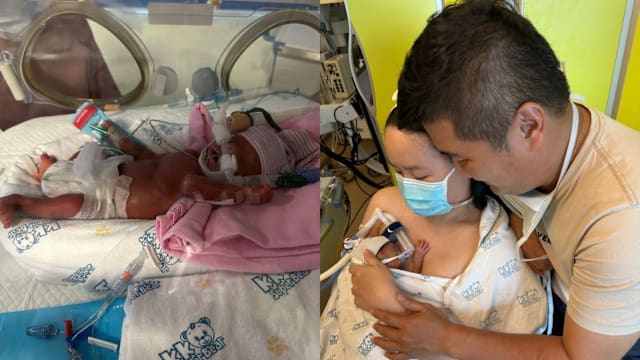 28周早产儿仅850克医药费达26万元 母每天越堤探望儿子