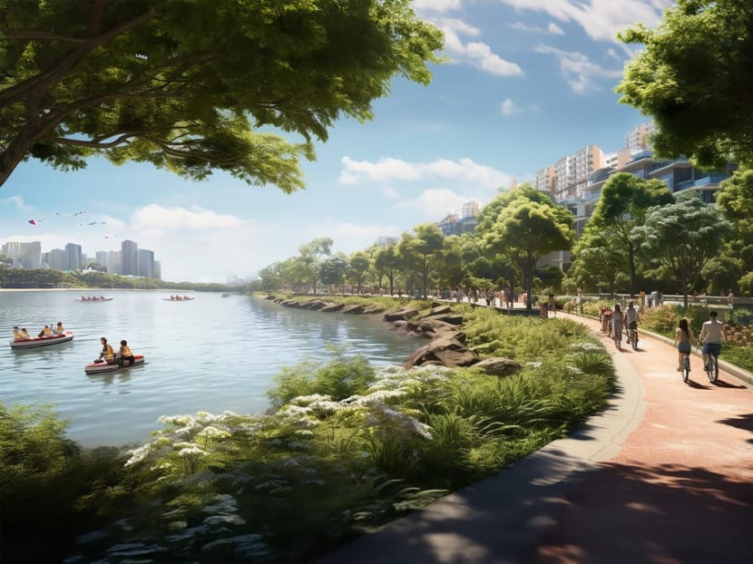 An artist’s impression of a possible view from Long Island towards East Coast Park.