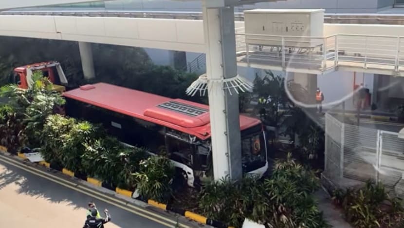 Bus driver, 2 passengers taken to hospital after accident involving SBS Transit bus at Changi Airport