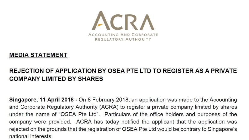 In Full: Acra's statement on rejection of Thum Ping Tjin and Kirsten Han's application to set up company said to be 'contrary to Singapore’s national interests'