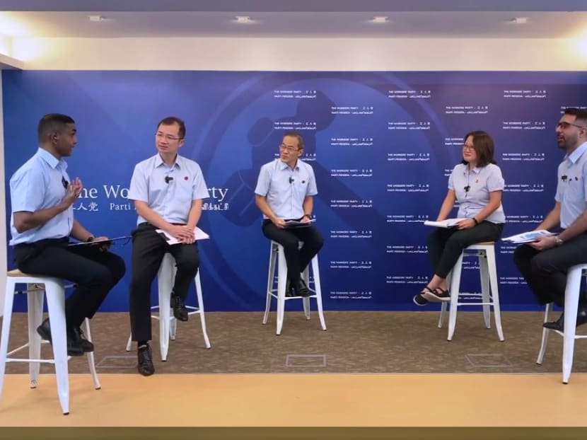 Speaking at a Workers' Party talk show on 1 July, 2020 were (from left) Mr Abdul Shariff Aboo Kassim, Mr Louis Chua Kheng Wee, Mr Dennis Tan, Ms Sylvia Lim and Mr Pritam Singh. Speaking at a Workers' Party talk show on 1 July, 2020 were (from left) Mr Abdul Shariff Aboo Kassim, Mr Louis Chua Kheng Wee, Mr Dennis Tan, Ms Sylvia Lim and Mr Pritam Singh.