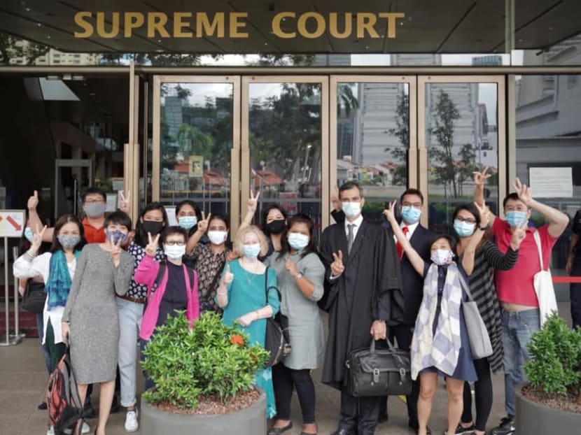 On Sept 4, 2020, the High Court acquitted Ms Parti Liyani (front row, third from right) of all four charges of theft that had been levelled against her.