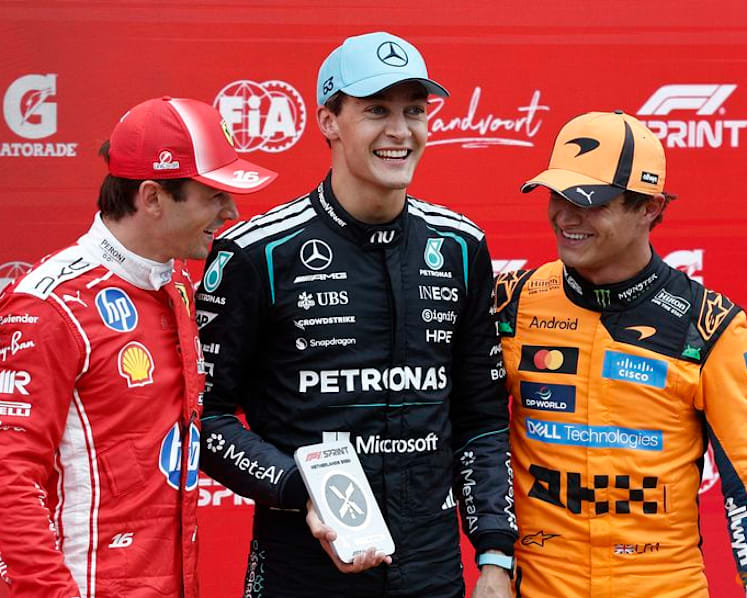 Russell celebrates morale-boosting Dutch GP sprint win