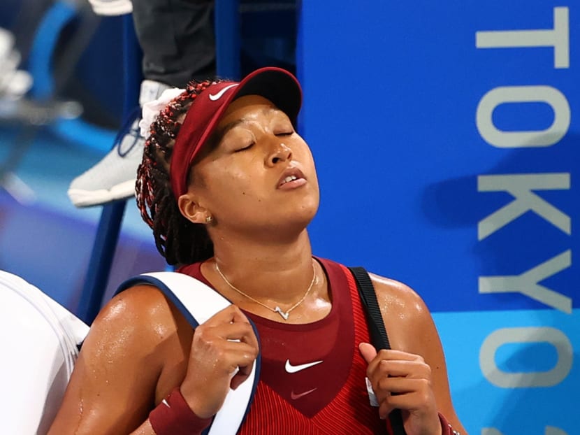 Naomi Osaka of Japan walks off after losing her third round match against Marketa Vondrousova of Czech Republicx.