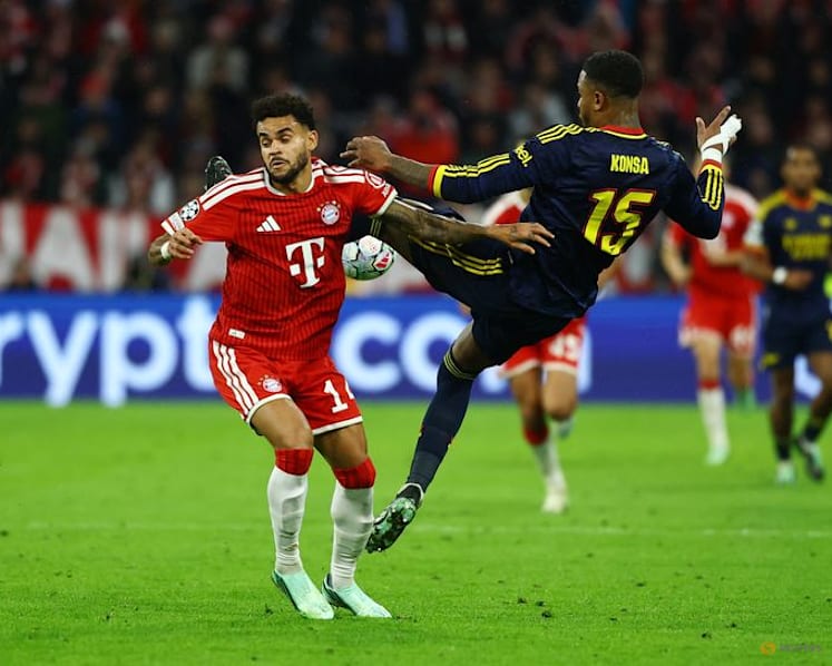 Bayern's Diaz sidelined with hamstring injury after Arsenal draw