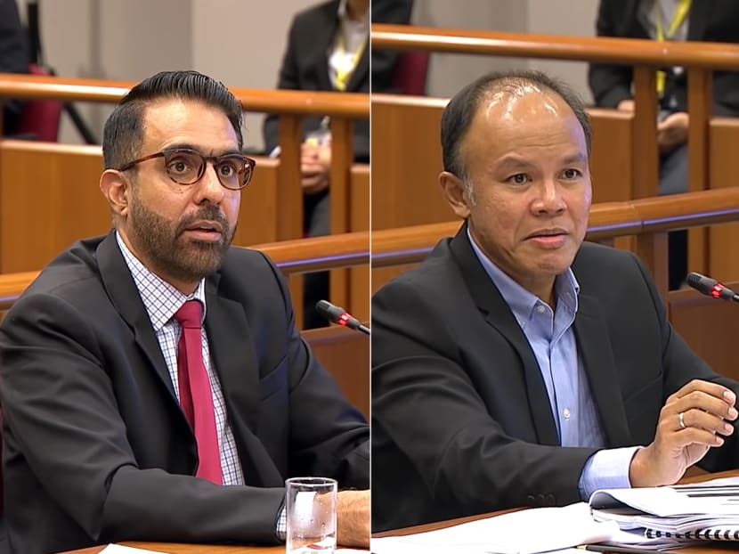 Workers' Party chief Pritam Singh (left) and vice-chair Faisal Manap (right) testifying at Parliament's Committee of Privileges' hearings. Workers' Party chief Pritam Singh (left) and vice-chair Faisal Manap (right) testifying at Parliament's Committee of Privileges' hearings.