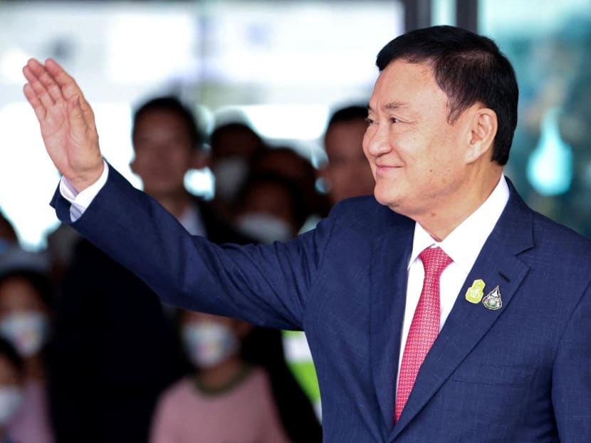 Former Thai Prime Minister Thaksin Shinawatra at Don Mueang airport in Bangkok, Thailand on Aug 22, 2023.