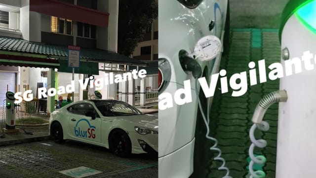贴“BlurSG”伪装共享车 丰田车占充电停车位