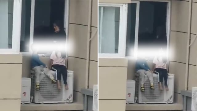 河南夫妻吵架迁怒孩子 将子女危置23楼外空调外机
