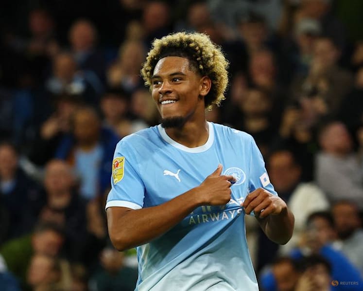 Teenager Samba strikes twice on debut as Man City thrash Norwich in League Cup
