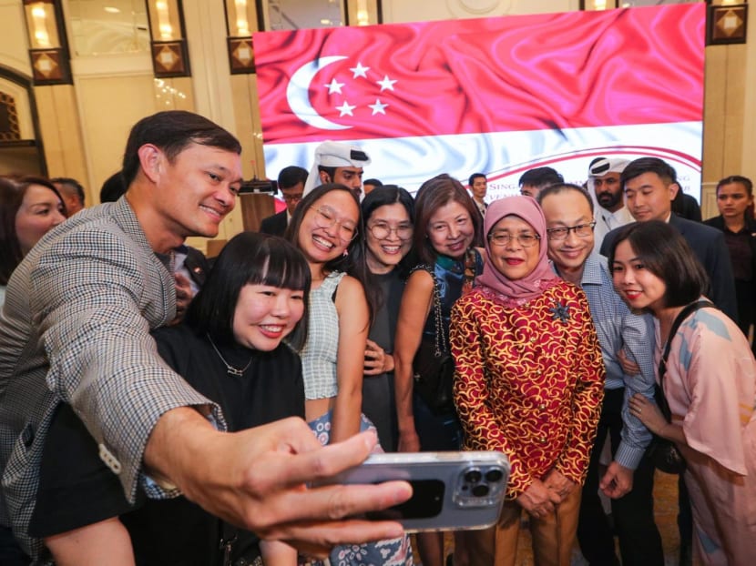 Mdm Halimah Yacob at a dinner reception with Singaporeans living in Qatar during her state visit to the country in June 2023.