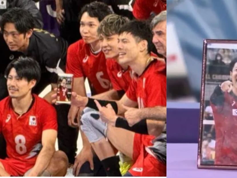 Japanese men’s volleyball team carried framed photo of late teammate to their matches at the Olympics