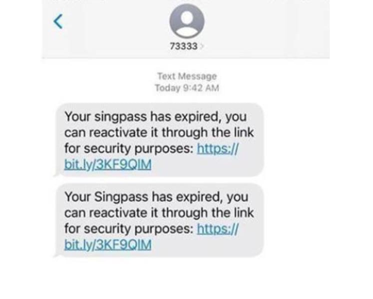 Police warn of SMS phishing scam involving fake Singpass website
