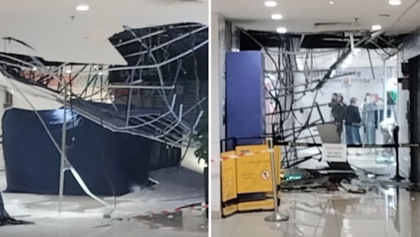 Parts of ceiling at Lucky Plaza basement collapse