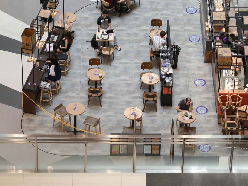 Groups of people can be seated across multiple tables at eateries, at two persons for each table, only if they are from the same household. This takes effect from June 21, 2021. Groups of people can be seated across multiple tables at eateries, at two persons for each table, only if they are from the same household. This takes effect from June 21, 2021.