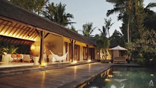 This expansive villa in Bali draws inspiration from traditional vernacular houses of Javanese people