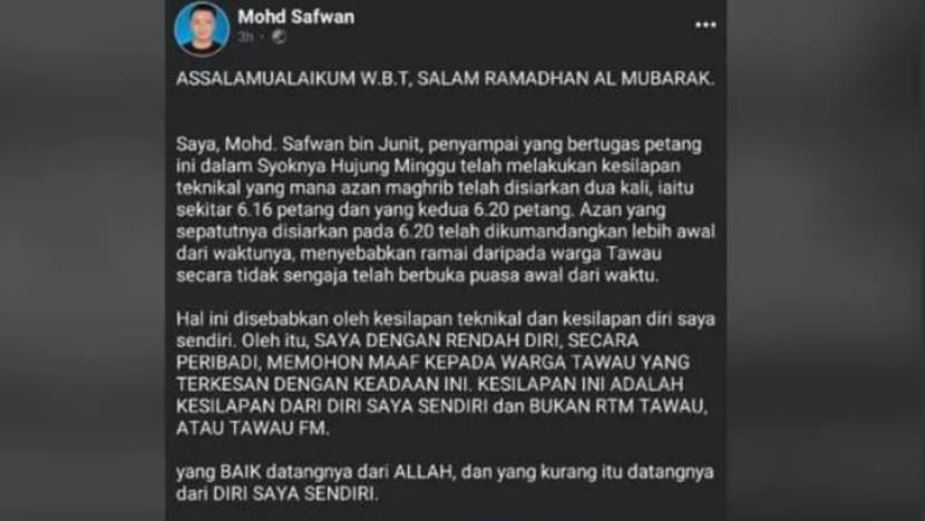 Siar azan Maghrib awal 4 minit; penyampai radio Tawau mohon maaf Siar azan Maghrib awal 4 minit; penyampai radio Tawau mohon maaf