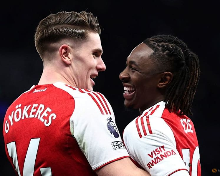 Eze's derby double gets Arsenal title bid back on track